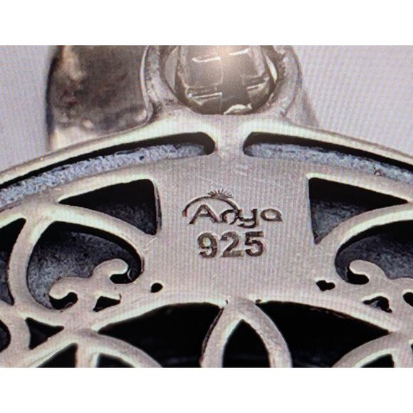 Anya Signed 925 Sterling Silver Large Rose Quartz Cabochon Pendant (Only) 24.16g - Picture 4 of 8